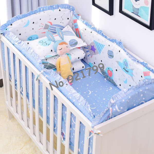 

2020 new pink cat baby bed bumpers safety baby bed cot linen newborn crib bumper sets protector toddler bedding sets 6pcs