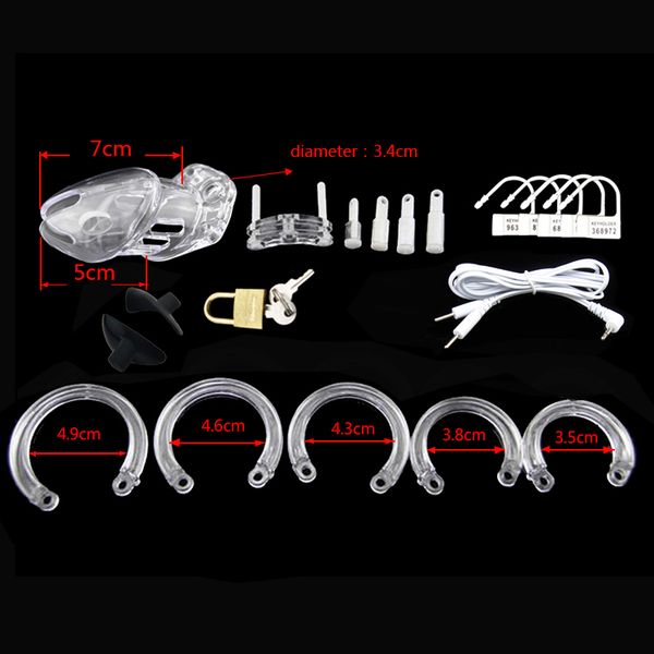 

cage sleeve plastic belt electro male (ecb) shock transparent chastity lock a192 device cock device toys smaller bpnbc