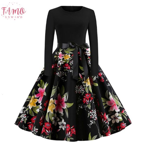 

womens christmas dress swing elegant womens print dress party long sleep dress womens plus size dresses size, Black;gray