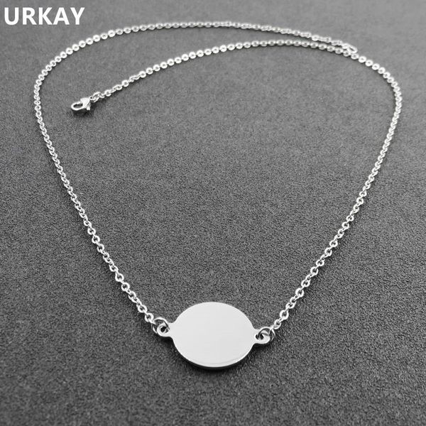 

silver blank stainless steel round dog tags necklace pendant diy jewelry for man & women