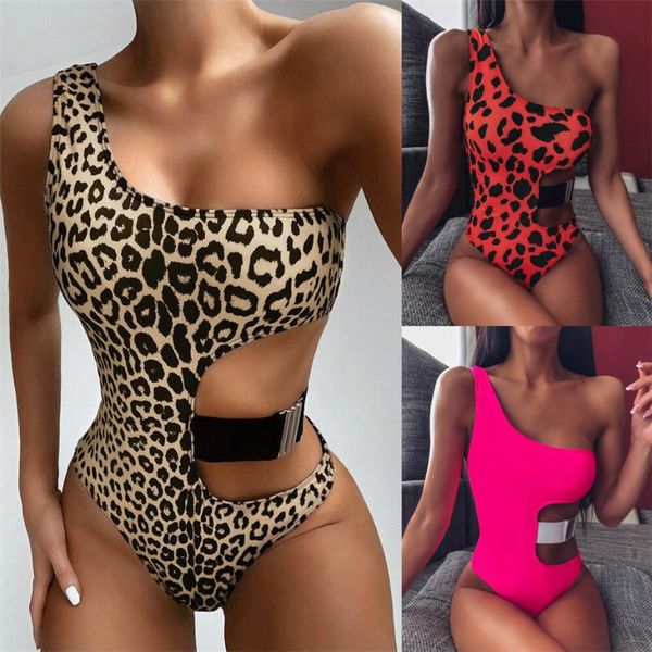 

kukakey sexy leopard печати biniki набор одно плечо купальники резинке пляжная купание выдалбливают купальный костюм biquini