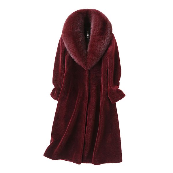 

real fur coat autumn winter coat women clothes 2019 korean vintage 100% wool jacket sheep shearling manteau femme zt3698, Black