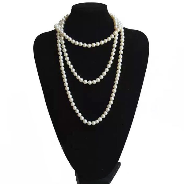 

fashion artificial imitation pearl 150 cm long pearl long sweater necklace accessories for women elegant necklaces jewelry gifts, Silver
