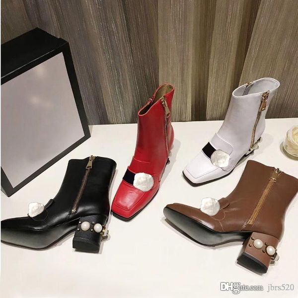 

martin boots 100% cowhide designer luxury women shoes leather high-heeled women boots metal buckles fashion short boots large size us11 42, Black