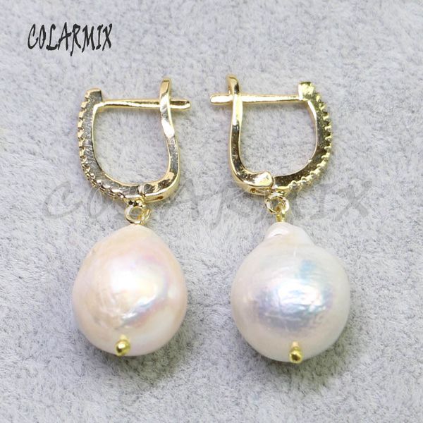 

5 pairs big pearl earrings natural pearl earrings hook retro jewelry stone earrings women gift for her wholesale jewelry 8006, Silver