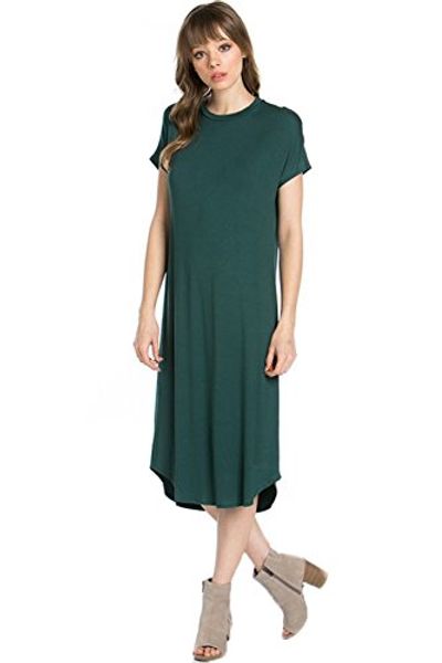 

azules women's short sleeve midi swing dress, Black;gray