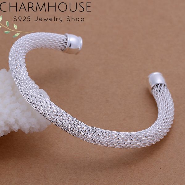

charmhouse 925 silver bangles for women cuff bangle & bracelet pulseira femme wristband wedding bridal jewelry accessories gifts, Black