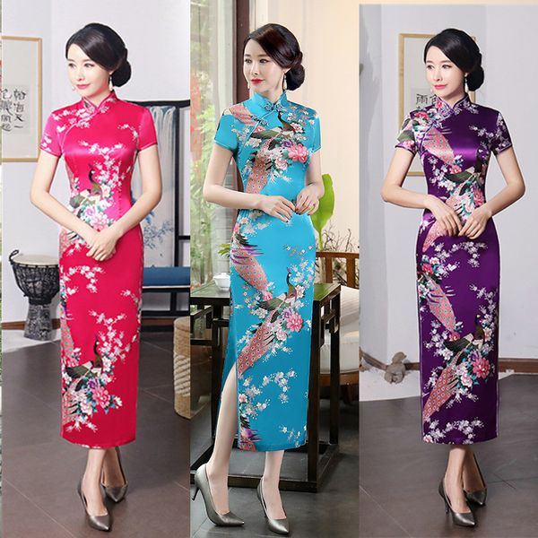 

хl cheongsam женщины новый тонкий китайский стиль старый шанхай дефиле платье ежедневно платье с коротким рукавом мать одежда чонсам, Red