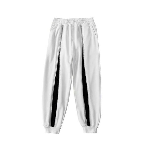 

spring contrast color womens jogger sweatpants elastic high waisted baggy trousers casual hip hop streetwear pants, Black;white
