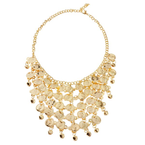 

womens belly dance gold triangle necklace coins gypsy dancing jewelry, Blue