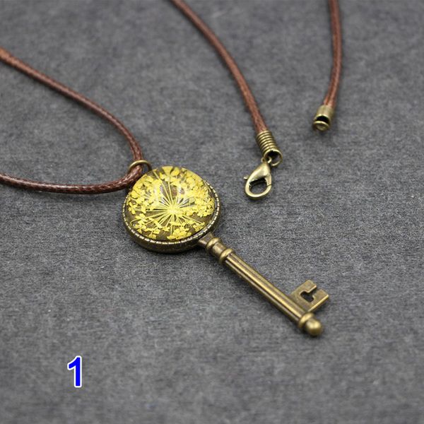 

vintage key shape necklace for women flower girls pendant chain neck accessories decor kqs8, Silver