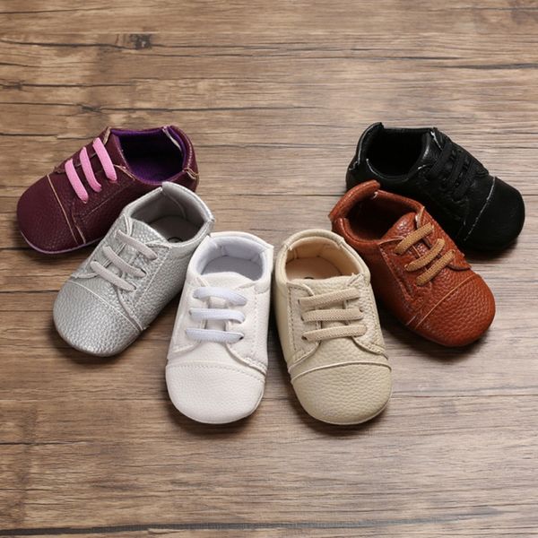 

infant spring boys breathable solid print anti-slip shoes sneakers soft soled first walkers baby walking crib shoes