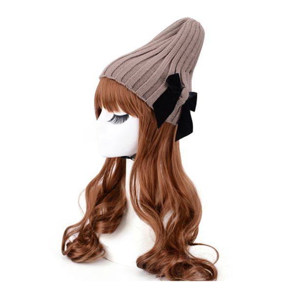 

autumn and winter female women's fashion cute bow wool cap warm solid 5 colors knitted hat rx039, Blue;gray