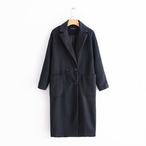 

winter long coats women wool autumn coats and jackets ladies abrigos mujer invierno casaco feminino cappotto donna wt022, Black