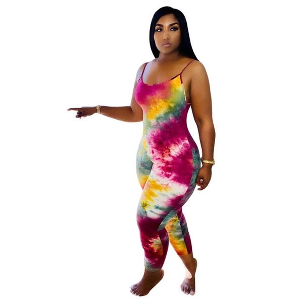 

tie dye print bodycon jumpsuit women summer 2020 sportswear fitness sleeveless leggings rompers womens jumpsuit club outfit, Black;white