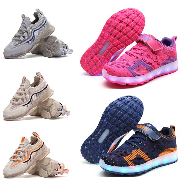 

new arrival running shoes for boy and girl white pink black blue orange fashion boys girls led shoes sports sneakers 51, White;red