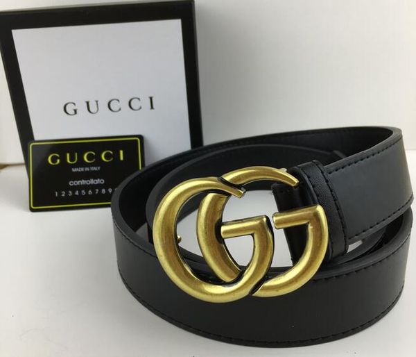 

2018 selling new men womens black belt genuine leather letter belts brass belt for gift seller including box, Black;brown