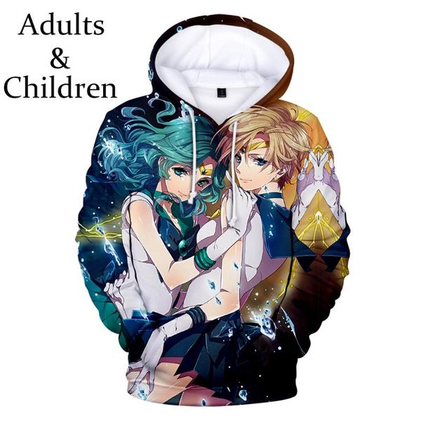 

3d cartoon sailor moon hoodies boys girls casual autumn winter harajuku kids sweatshirts girls hoodie pullovers, Black