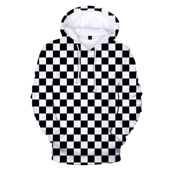 

2020 selling designer fashion luxury brand 3d plaid hoodie street style hip hop men's women's hoodie size 2xs-4xl, Black