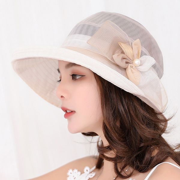 

lady hat new summer outer line cap flower sunscreen sunshade cap with fashion cloth, Blue;gray