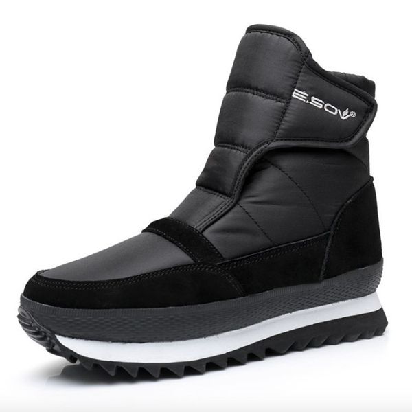 

women boots 2018 winter fashion women snow boots waterproof non-slip warm plush flats platform ankle, Black