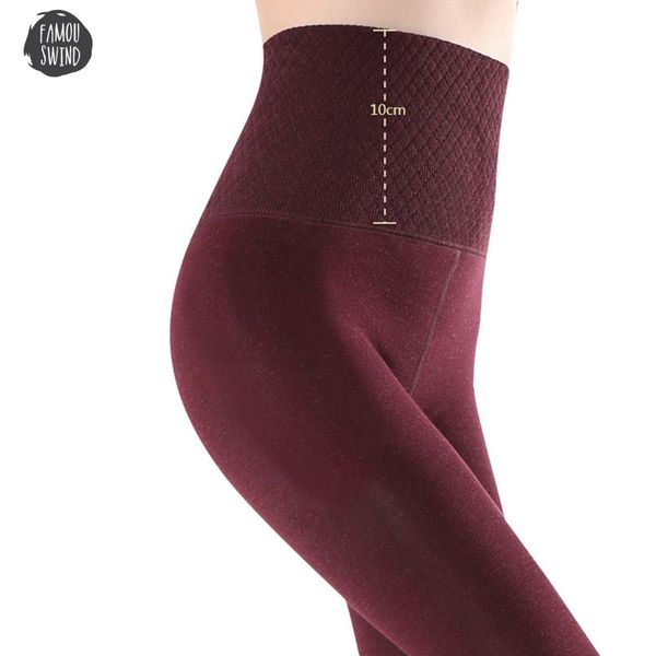 

women winter leggings warm pants 10cm high waist thicken elastic womens warm thermal thick thermos high pants, Black