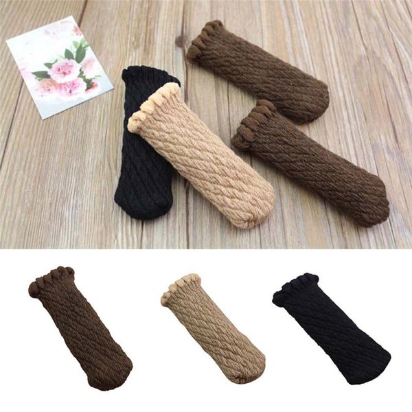 

4pcs thickened knitting wool lace feet cover strap chair leg floor protectors furniture anti-skid leg caps chair socks