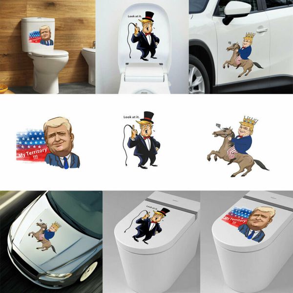 

3d president donald trump toilet seat wall sticker art paper bathroom decals wall stickers