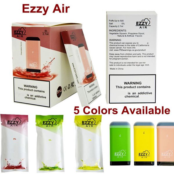 

Новые Пустой Ezzy AIR Одноразовые Vape авторучки 500Puffs Стартовые наборы Картриджи 2,7 мл Тележки 450mAh батареи 5 цветов НОВЫЕ ПОСТУПЛЕНИЯ