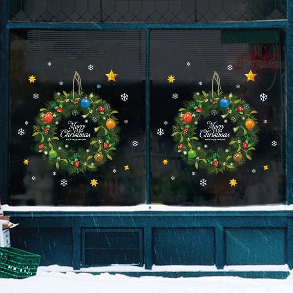 

xmas wall christmas rattan ring door sticker diy navidad wall window glass festival applique mural new year christmas home decor