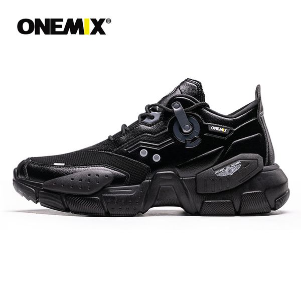 

onemix sneakers big size 2019 new technology style leather damping comfortable men sports running shoes tennis dad shoes