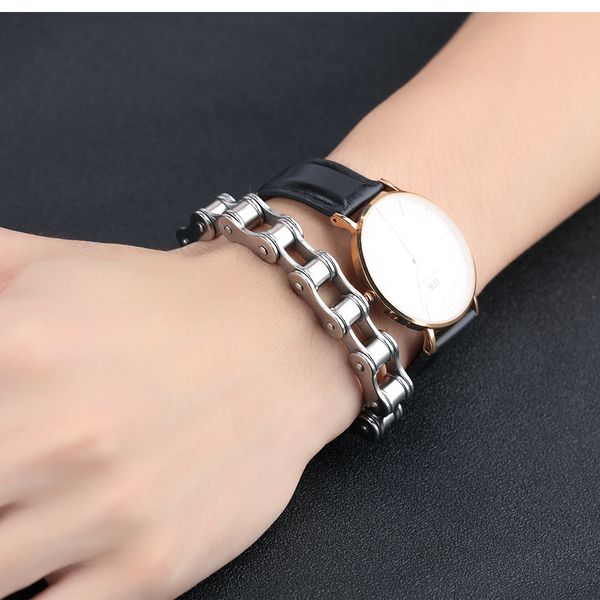 

queen66 2020 fashion jewelry wholesale 12mm wide men chain bracelet stainless steel never fade, high quality, Black