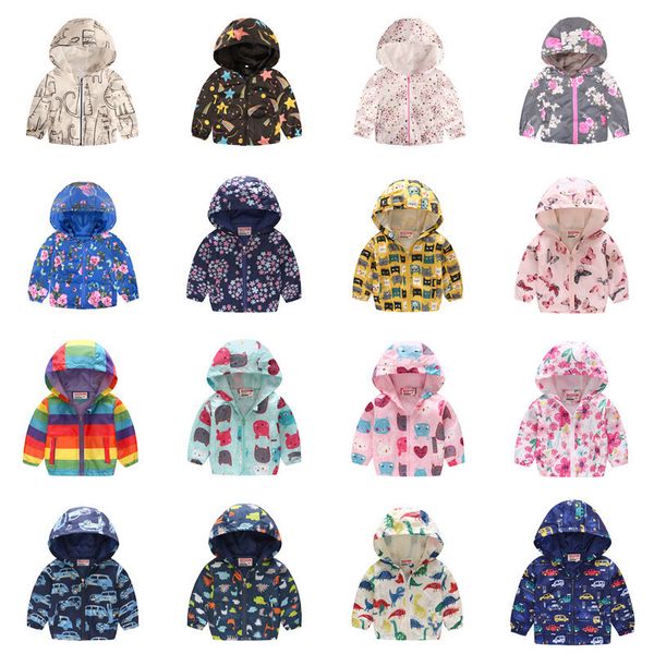 

children zipper jackets kids boys girls cartoon hooded jacket spring floral print coat camouflage long sleeve baby outerwear d21803, Blue;gray