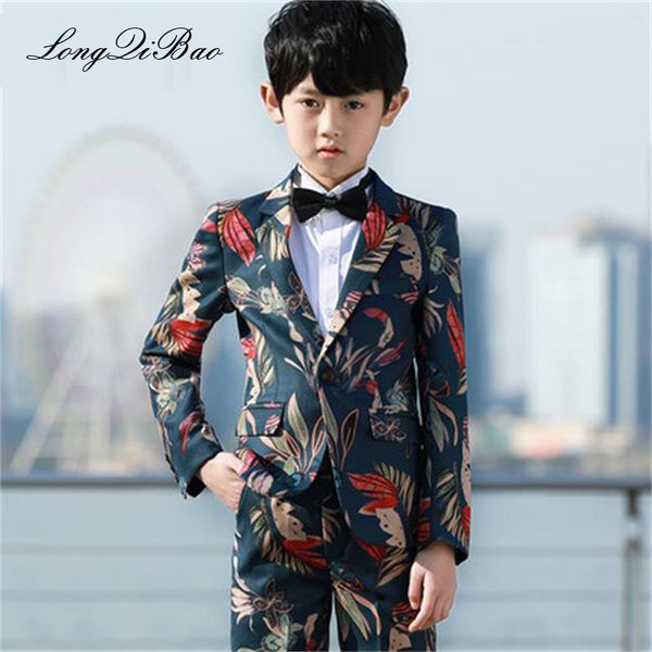 

5 piece handsome printed costume enfant garcon mariage children suit kids blazers boys suits for weddings vestidos de noiva, Black