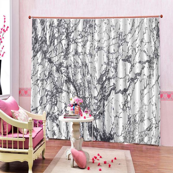 2019 Custom Black White Marble Curtain Geometric Stripe For Living