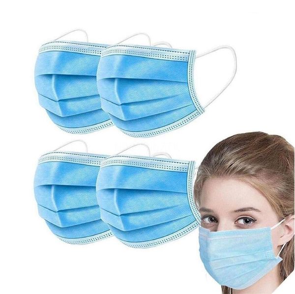 

dhl ship fashion 3 ply dustproof pollution non woven dust pm2.5 ear loop3 blue mask layers face masks 8ie5