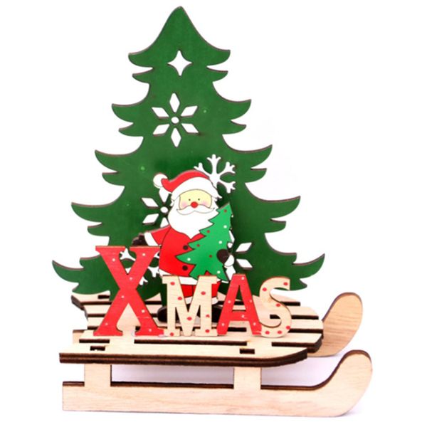 

3pc christmas tree shape wooden pendants diy santa claus/snowman xmas tree deer ornaments christmas party decoration kids g