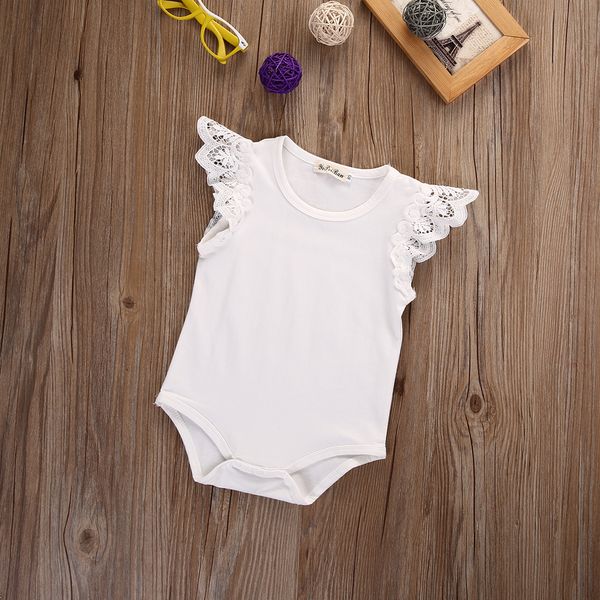 

кружева новорожденных baby girl одежда хлопок тело с коротким рукавом принцесса комбинезон romper малышей легкого костюм с шортами эпикировк, White