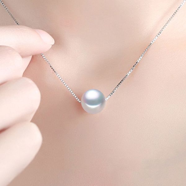 

pearl necklace 925 sterling silver 7-8mm pearl real natural freshwater pendant necklace for women gift fine jewelry