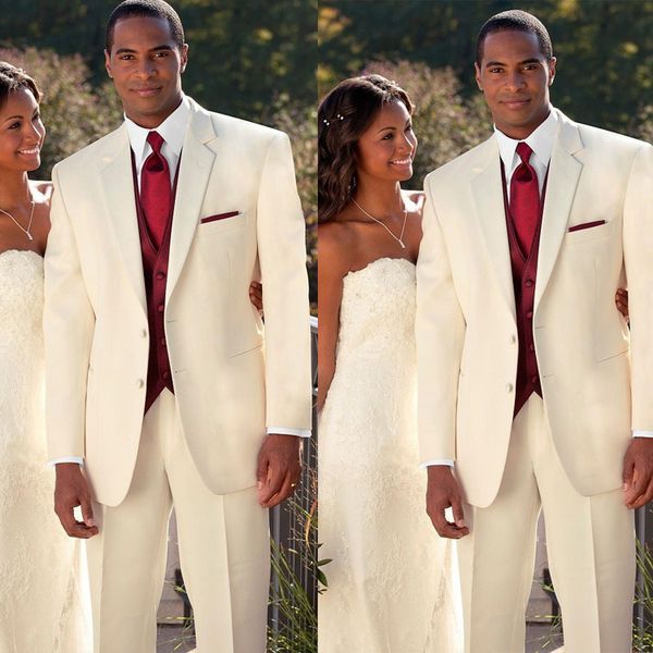 

handsome ivory groom wedding tuxedos notched lapel two button men suits prom dinner man blazer(jacket+pants), Black;gray