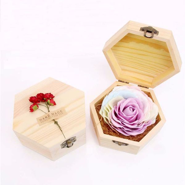 

1pcs small hexagon wooden jewelry storage box necklace earrings cosmetics box container gift desk finishing