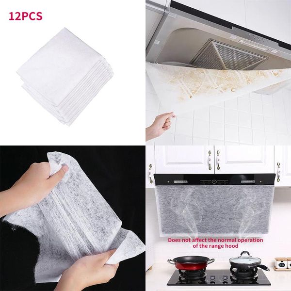 

12pcs nonwoven range hood filter paper kitchen parts anti pollution filter paper anti-oil stickers home kitchen gadgets