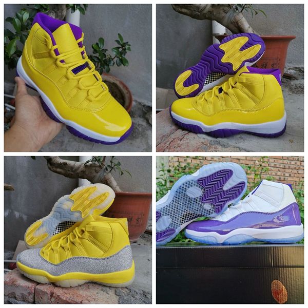 

2020 new 11 xi wmns metallic silver yellow 11s mens basketball shoes white purple jumpman sports trainers sneakers, White;red