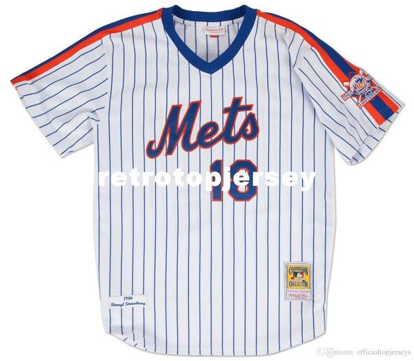 

darryl strawberry new york #18 mitchell & ness retro 1986 pullover jersey, Black;blue