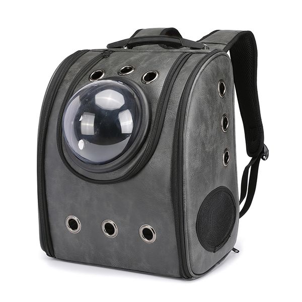 

cat dog carrying cages pet carrier backpack capsule dog carrier pu leather transparent cover pet bag for outdoors pet supplies other cat sup