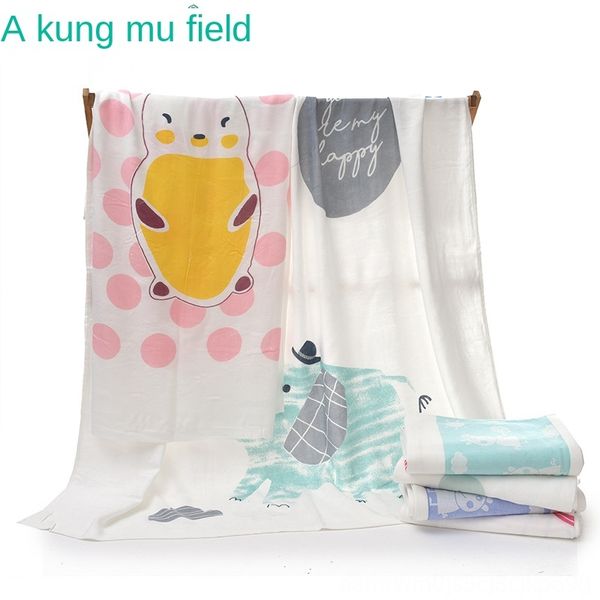 

2 double layer bamboo fiber air conditioning bath children's quilt gauze baby air conditioning quilt baby home textile printed bath tow