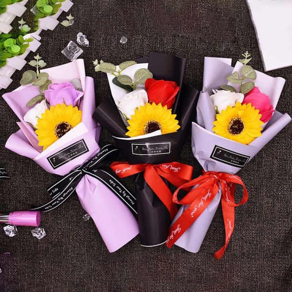 

roses small bouquet with carry bag valentine's day wedding decoration christmas gift soap roses small bouquet with carry bag