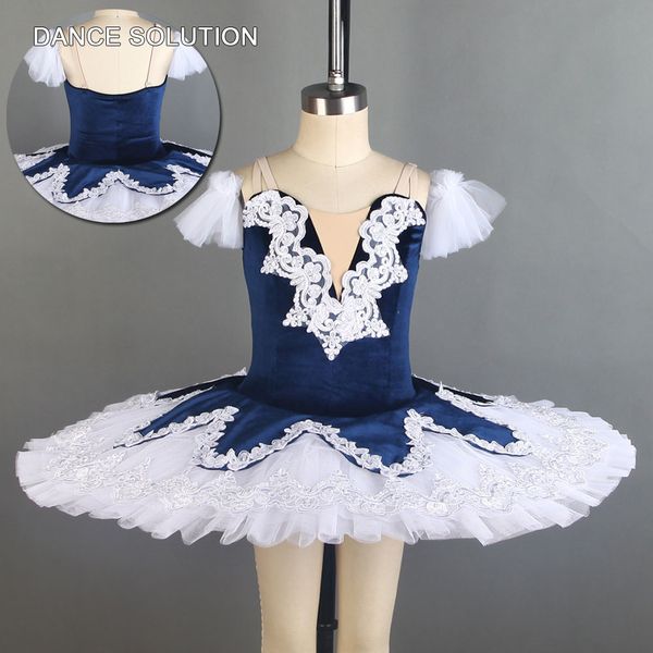 

navy blue velvet bodice pre-professional ballet tutu for & girl ballerina stage solo costumes dance dress dancewear bll114, Black;red