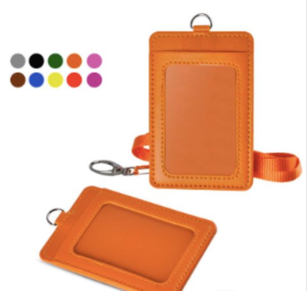 

Badge holder pu leather vertical id badge card holder wallet ca e with detachable lanyard trap bu ine for women and men