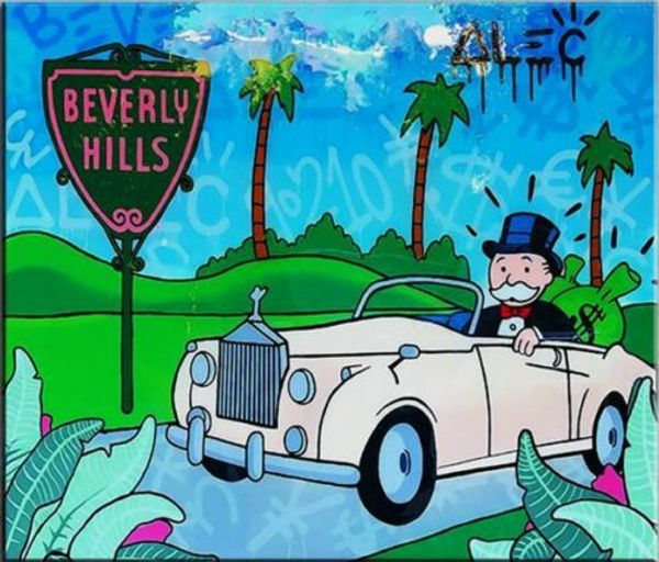 

alec monopoly oil painting on canvas urban art decor beverly hills handcrafts /hd print wall art picture home decor 190918